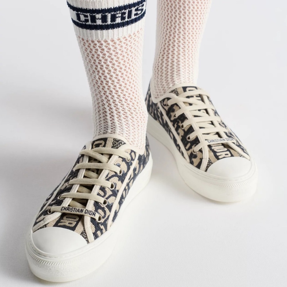 Walk'n'Dior Sneaker Deep Blue Dior Oblique Embroidered Cotton